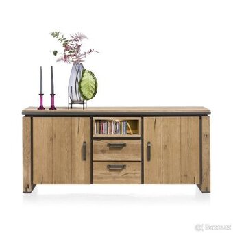 Masivní dubová komoda 180 cm – LED podsvícení, soft-close - 1