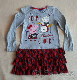 Vánoční šaty, šatičky Peppa Pig, Pepina, 116/122