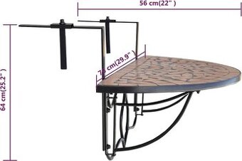vidaXL Balkonový závěsný stolek Mosaic Terracotta