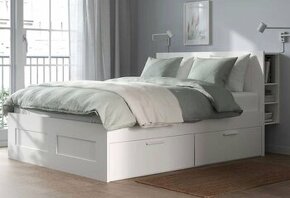 Ikea postel Brimnes - 160x200cm vč. roštu a úložných prostor