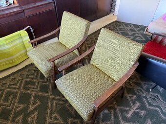 Retro 2x křeslo a 4x židle 1972 k renovaci