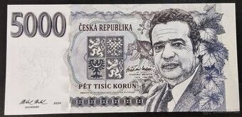 5000 korun, Vladimír Menšík, UNC, F. Medina, emise 150 kusů