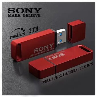 Flash_disk_SONY-2TB(2048GB)-USB-3.0, kovový, červený+d.tužka