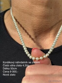 Korálkový náhrdelník se zlatem 4,50g
