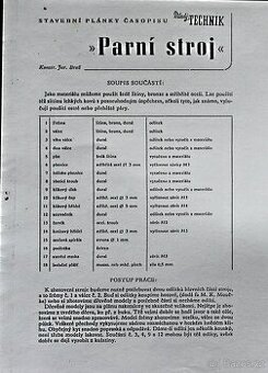 Prodám plánek parního  stroje