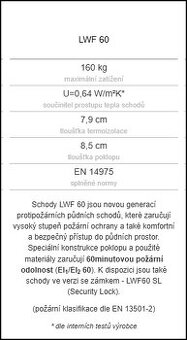 Půdní schody FAKRO LWF 60 (protipožární)