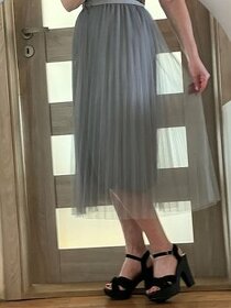 Vintage tylová sukně - šedá - 1