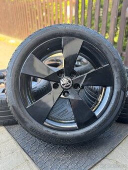 ORIGINÁL Alu Škoda Denom R17, 5x112 - TOP STAV, LETNÍ PNEU