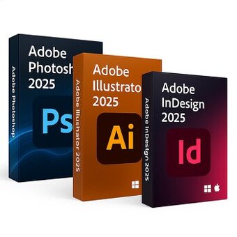 Balík Adobe 2025: Photoshop, Illustrator, InDesign