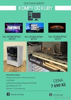 Herní budget PC i7 4790, 16GB RAM, 1660 Super, Win11, ZÁRUKA
