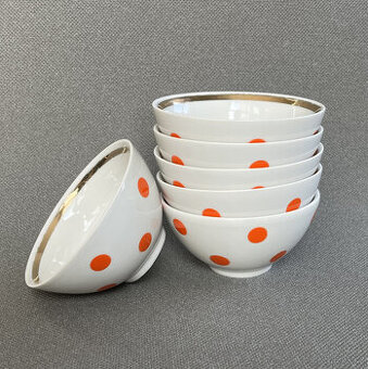6x porcelánová miska Puntík 200ml, USSR