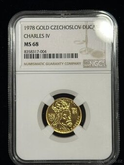 Zlatý československý 1 dukát Karel IV.1978  NGC MS68