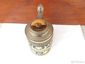 Korbel cínové víko s obrazem