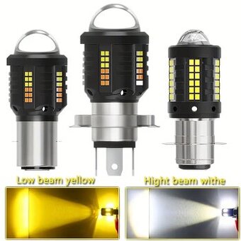 2ks LED Hi/Lo žárovka BA20D/H6 se 61SMD čočka