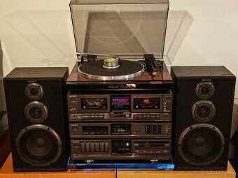 Hifi vĕž SONY gramofon, repro, zesilovač, EQ, tuner, mgf