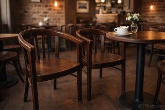 Autentická vintage křesílka THONET – ohýbaný buk – pár