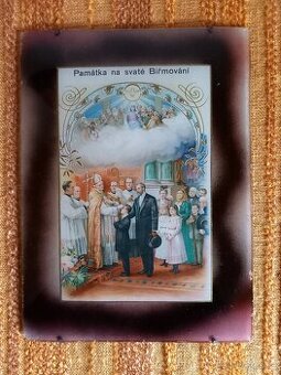 Starožitný posvátný skleněný obrázek