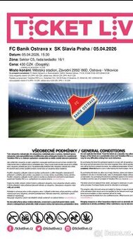 vstupenka na FC Baník Ostrava vs SK Slavia Praha