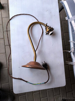 Stará stolní lampa mosaz, stolní lampička,