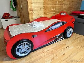 Dětská postel auto SUPER s přistýlkou 90x190cm - červená - 1