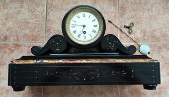 starožitné velké krbové mramorové hodiny - chodové