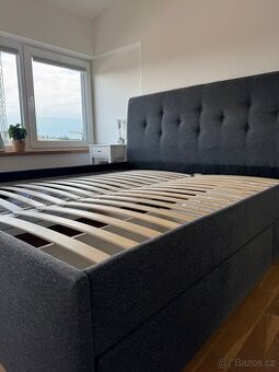 Čalouněná postel IKEA IDANÄS, 180x200 cm, tmavě šedá
