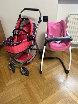 kočárek s židličkou pro panenky