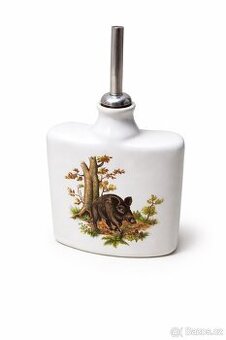 Porcelánová placatka / karafa – myslivecký motiv (divoké pra