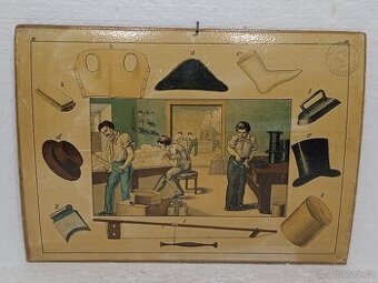 Kloboučník - školní pomůcka 1856 - 36,5x26,5cm