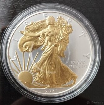 STŘÍBRNÁ INVESTIČNÍ MINCE EAGLE USA POZLACENÁ