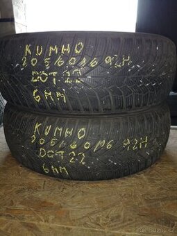 Použité zimní pneu KUMHO 205/60 R16 - DOT 22 - 2x 6mm