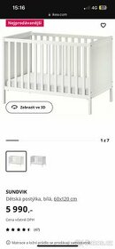 DĚTSKÁ POSTÝLKA IKEA  SUNDVIK 60x120 cm - 1