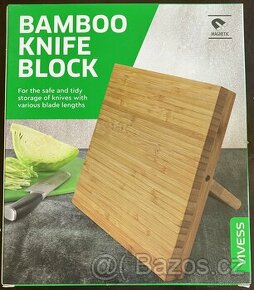 Nový nepoužitý bambusový magnetický blok (deska) na nože
