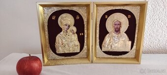 Ikona Madony s Ježíšem ve zlatém zaviratelnem rámečku