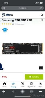 Samsung SSD 990 Pro 2Tb Nvme , v záruce
