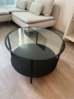 VITTSJÖ Konferenční stolek, černohnědá/sklo, 75 cm