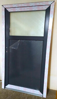 DVEŘE plastové na vedlejší vchod 98x198 antracit/bílá Nové