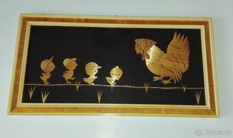 INTARZIE "KVOČNA S KUŘATY" - slaměný obraz