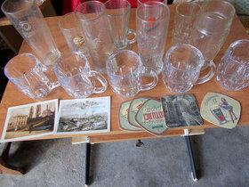 Pivní půllitry, sklenice a tácky