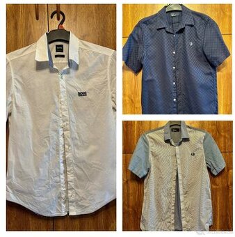 Pánská košile 2x Fred Perry a Hugo Boss, velikost S,TOP STAV