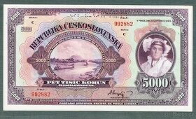 taré bankovky 5000 korun 1920 bezvadný stav