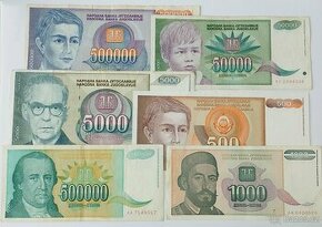 Sada hyperinflačních bankovek Jugoslávie