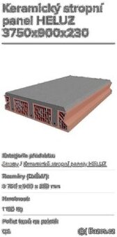 Keramický stropní panel HELUZ 3750x900x230
