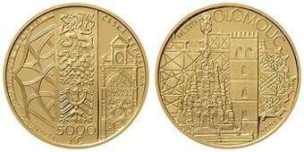 Zlatá mince 5000,- Kč z cyklu MPR: Olomouc 2024