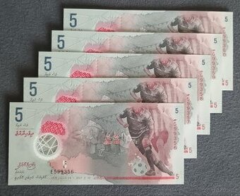 Maledivy - 5 Rupií bankovky, 5ks, 2017, UNC, POSTUPKA
