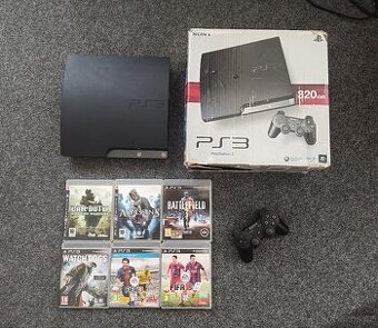 PS3 Slim 320GB, originál ovladač + 6 her / PlayStation 3