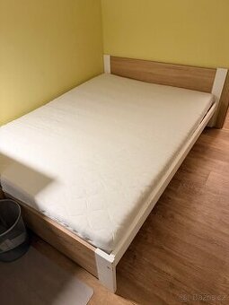 Postel 140x200 DMD3 bílá+dub sonoma s roštem