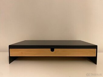 ELLOVEN - Stojan na monitor se zásuvkou, antracit