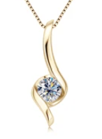 Zlatý náhrdelník ve tvaru kapky s čirým moissanitem 1ct