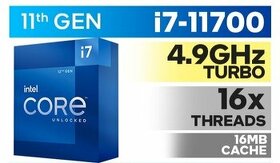 Intel Core i7 11700, 16 vláken, 4,9GHz, 65W
